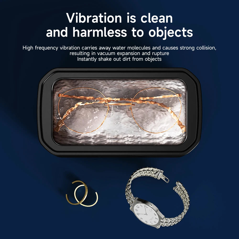 Ultrasonic Cleaner Machine Eyeglass 650ml Mini High-frequency Vibration Cleaning For Glasses Jewelry Denture Pacifier