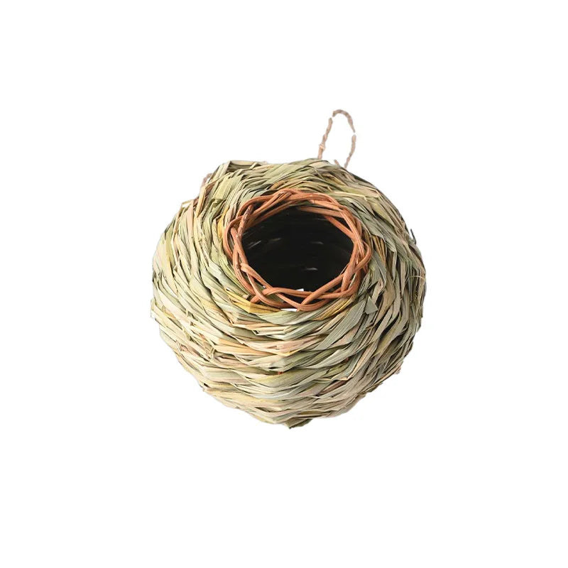 Hand-Woven Round Bird Nest - Natural Rattan Hanging Bird Cage, DIY Garden Decor for Outdoor Patio Balcony, Dropshipping Availabl