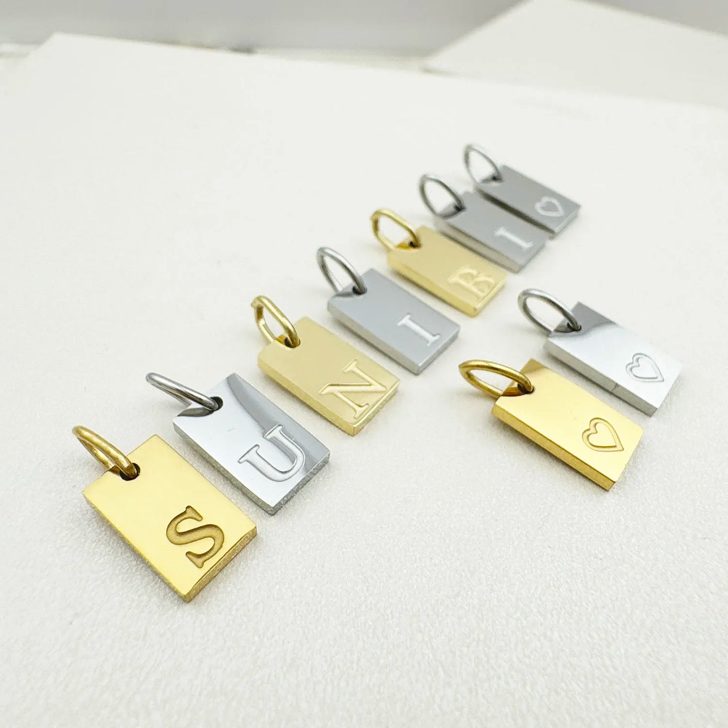 SUNIBI Alphabet Charm Pendant for Necklaces Stainless Steel Jewelry