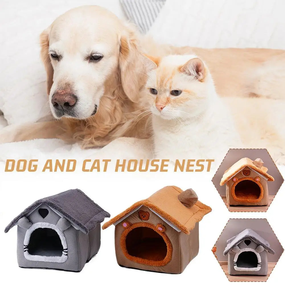 Indoor Warm Dog House Soft Pet Bed Tent House Dog Kennel Cat Bed Removable and Washable Cushion Suitable Four Season Universal