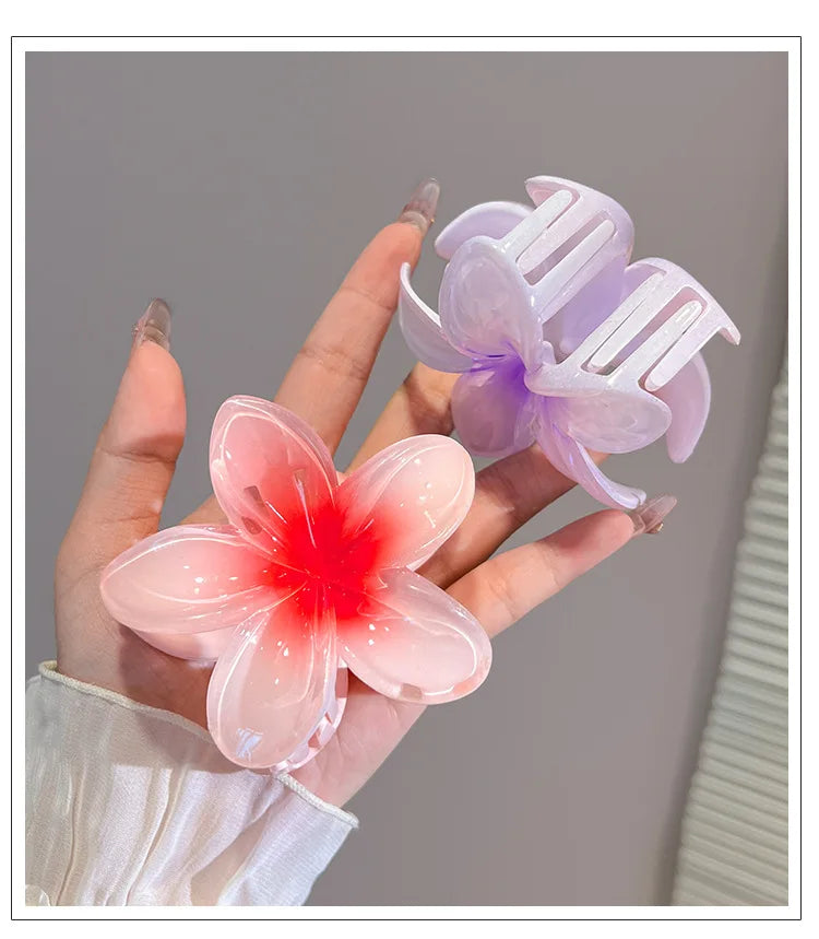 Bohemian Beach Vacation Lily Flower Hair Claw Sweet Hair Clip for Women Floral  Claws Fashion Girl  Accessories Gift