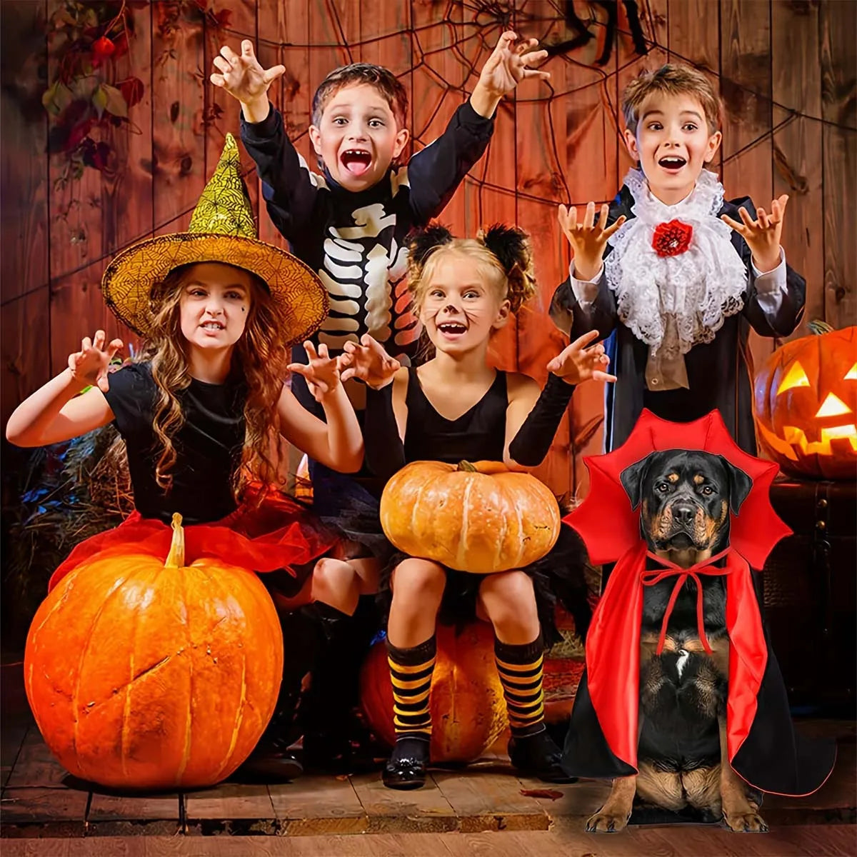 Halloween Pet Cape Vampire Pet Costume Dog Cat Cosplay Cloak Comfortable Nylon with Strap Closure For Small & Medium Dogs & Cats