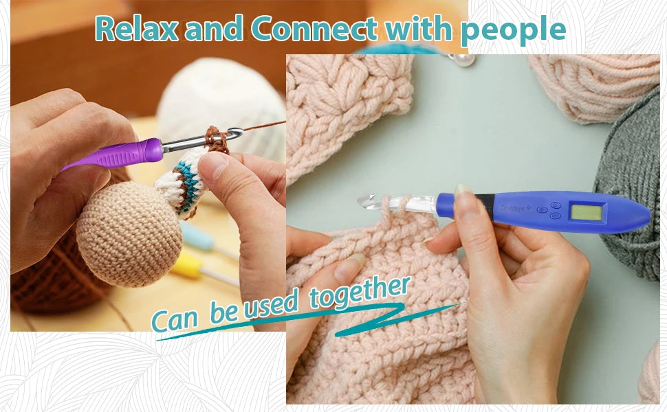 22PCS Lighted Crochet Hook Set with Counter Ergonomic Interchangeable Metal Heads for Comfortable Crocheting