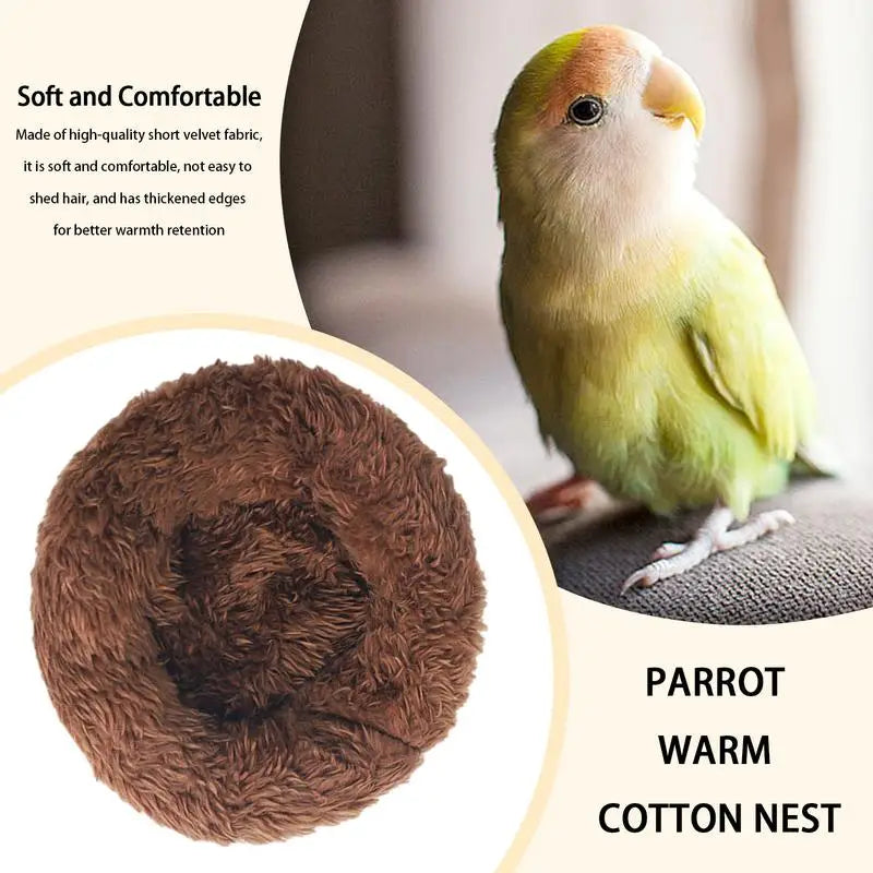 Bird Cotton Nest Coconut Shell Parrot Warm Nest Mat Bird Sleeping Tool with Thickened Edge for Pets Bird Budgie Parakeet