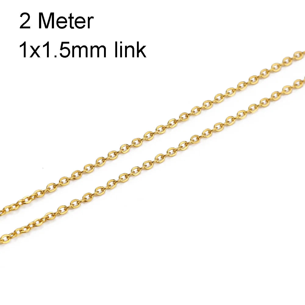 10 Meters Stainless Steel Chain 1 1.5 2mm Gold Steel Color for DIY Jewelry Making