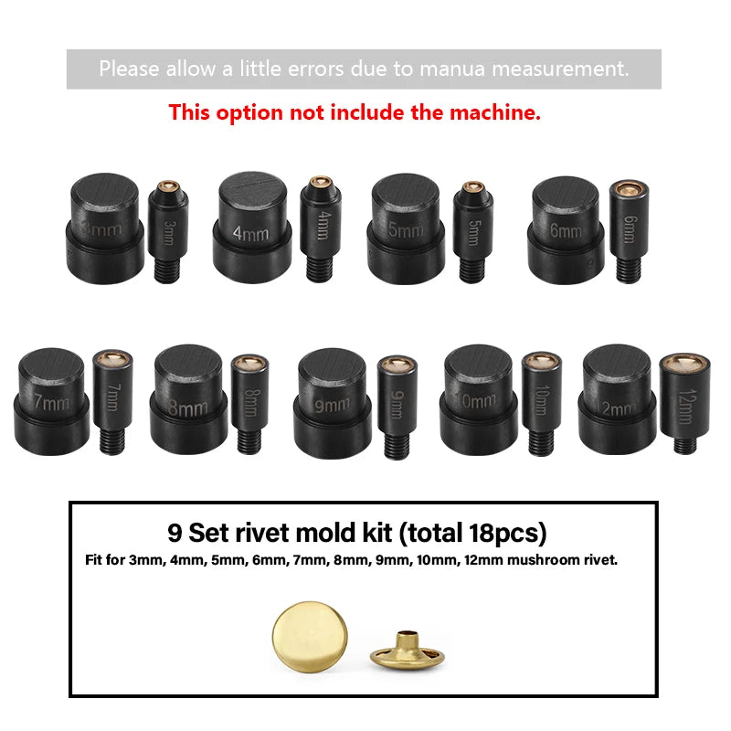 WUTA Manual Button Installation Tool for DIY Crafts Mute Punching Mushroom Rivets and Eyelets Hand Pressing Tool