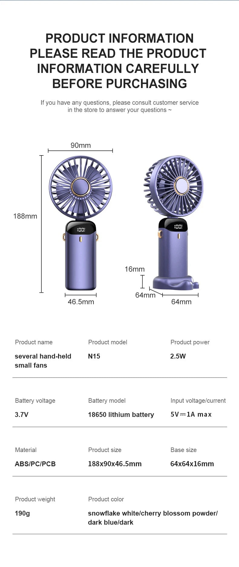 Mini ventilador portátil de mano USB, plegable, para colgar en el cuello, recargable, de 5 velocidades, con soporte para teléfono y pantalla de visualización