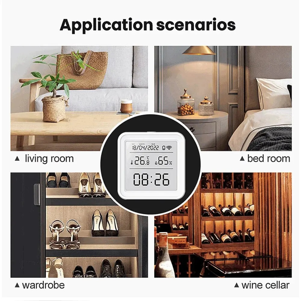 Tuya Nuevo Sensor de Temperatura y Humedad WiFi Smart Life Retroiluminación Higrómetro Termómetro Sensor Compatible con Alexa Google Home Assistant