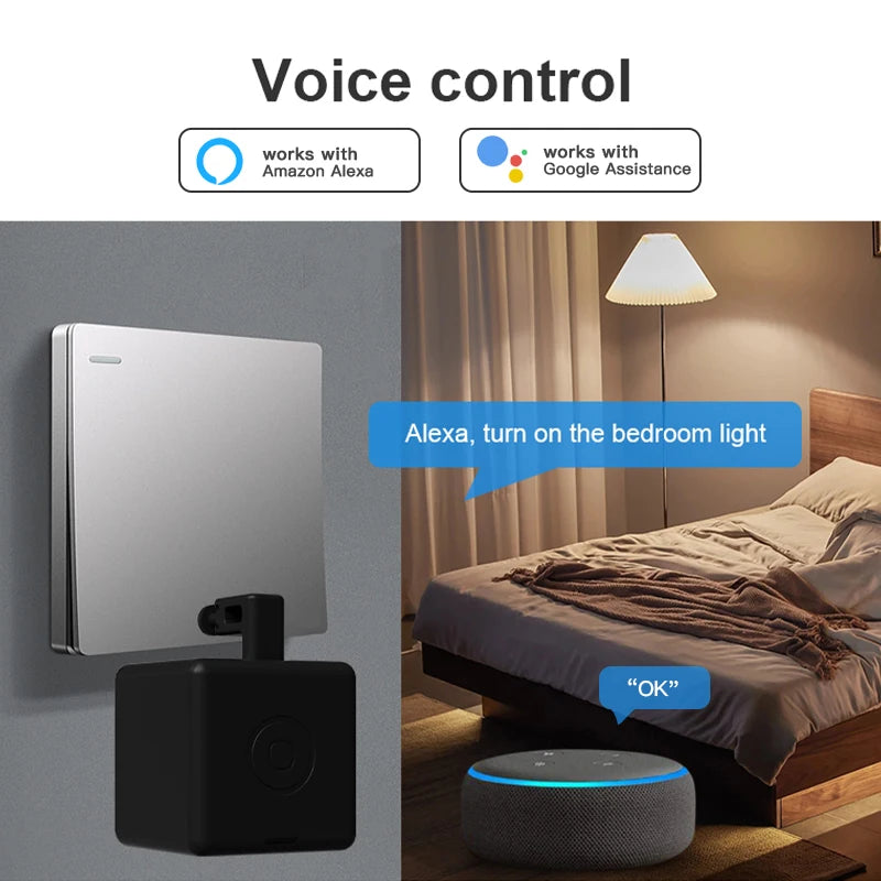 Interruptor inteligente Tuya Zigbee Fingerbot con control remoto para cortinas de garaje, botón pulsador, funciona con Alexa y Google Home, asistente de voz