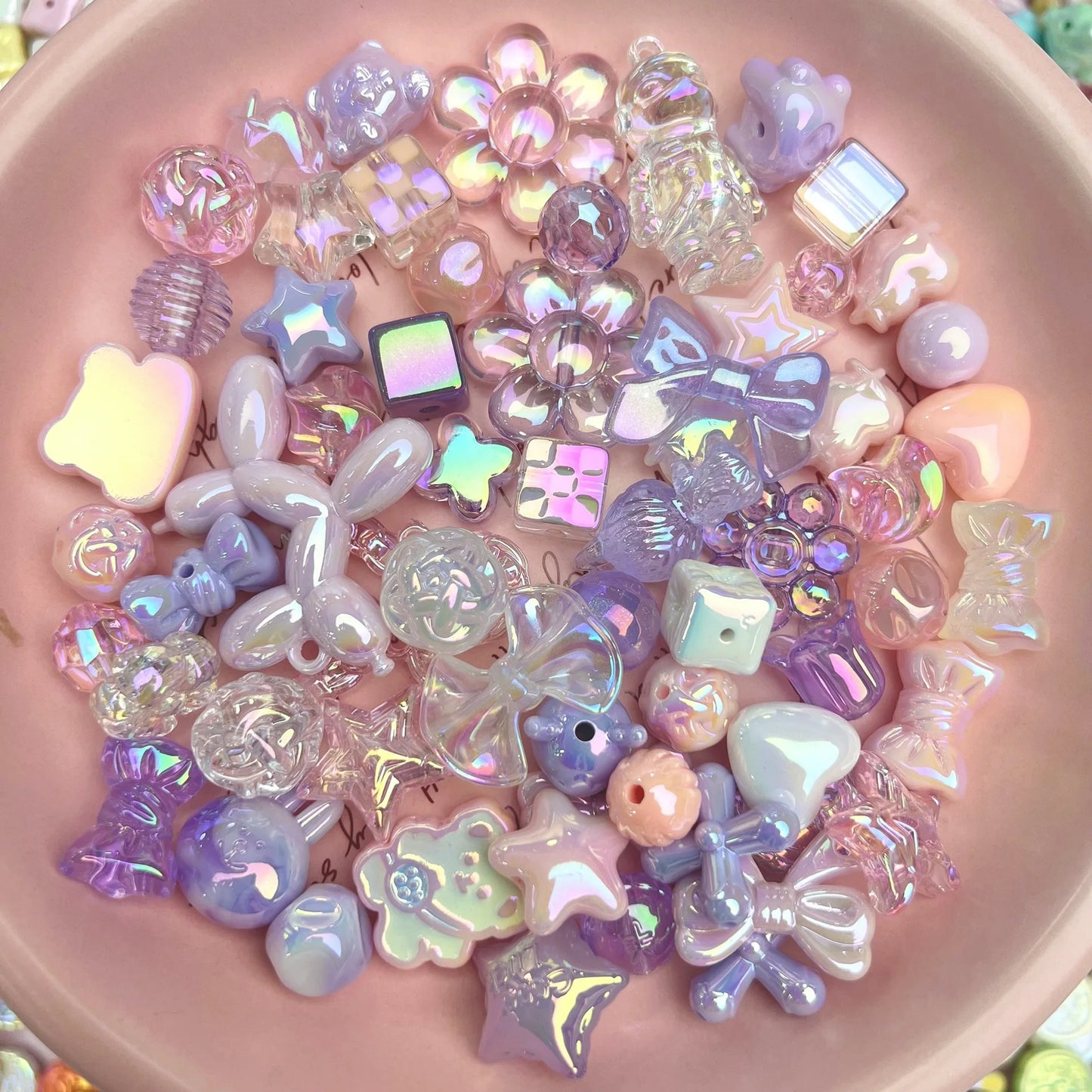 20g Y2K Mixed Bowknot Flower Heart Acrylic Cute Beads for DIY Jewelry Craft