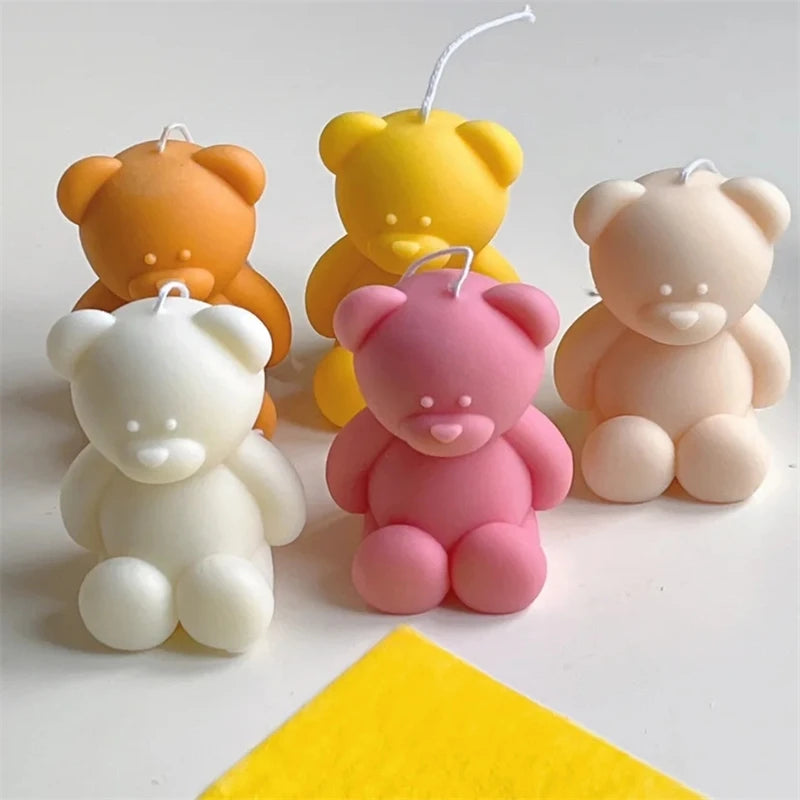 3D Cute Cartoon Bear Silicone Candle Mold for DIY Mini Bear Decor