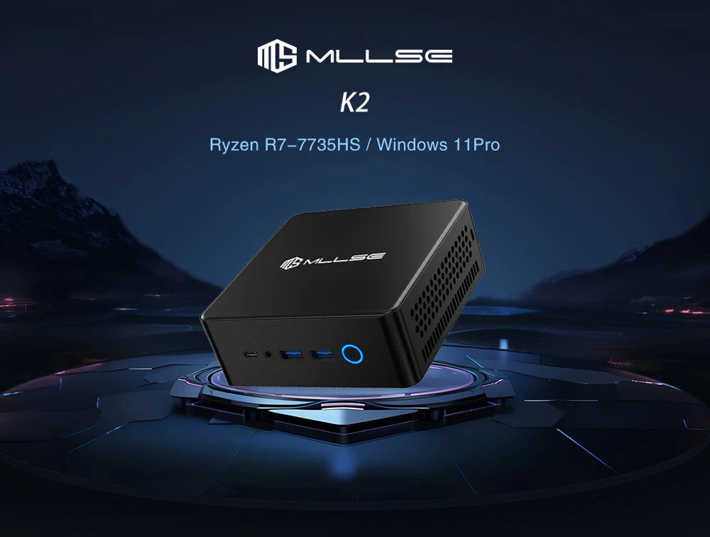 Computadora de escritorio para juegos MLLSE K2 Mini PC AMD Ryzen 7 7735HS 8C/16T DDR5 16 GB RAM 1 TB ROM SSD Windows 11 Pro BT5.0 WiFi5