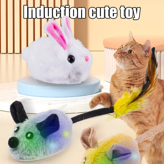 Smart Running Mouse Cat Toy Interactive Random Moving Electric USB Simulation Mice Kitten Self-Playing Plush Toy Pet Products