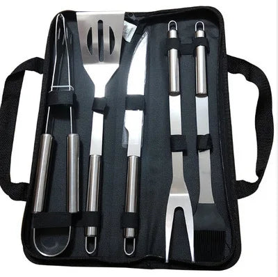 Stainless Steel BBQ Tool Set with Portable Storage Bag for Outdoor Grilling and Baking