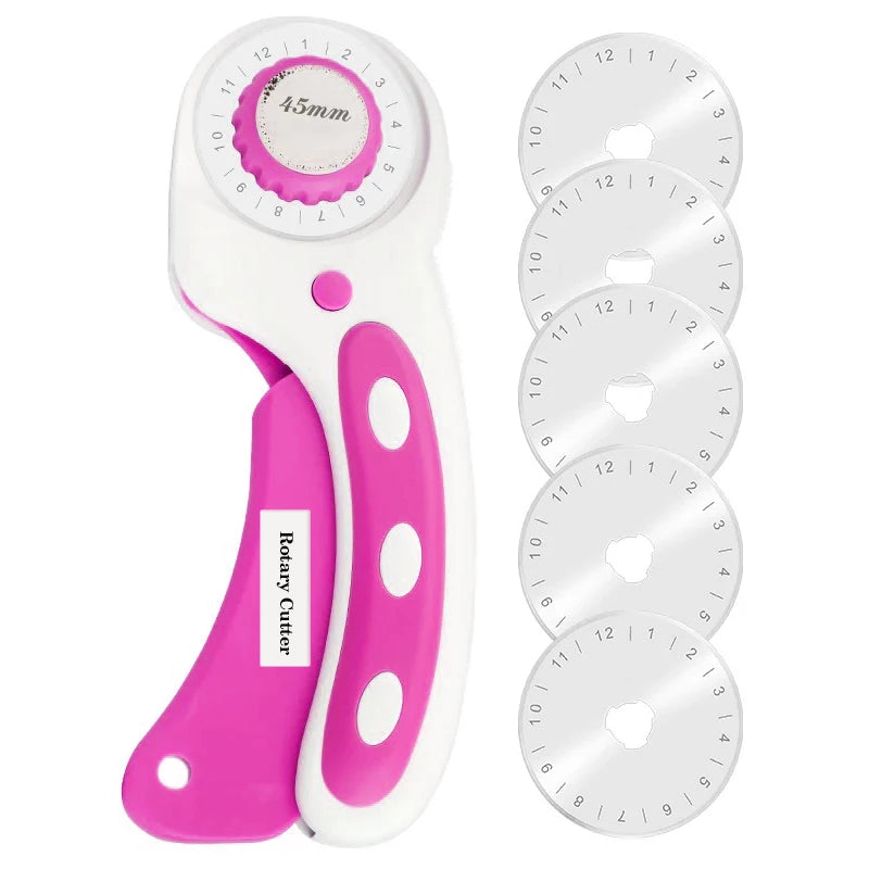 45mm Rotary Cutter with 5 Replacement Blades for Quilting and Sewing Fabric Cutting Tool Set