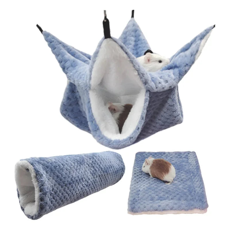 Small Animals Cages Hamster Hammock Guinea Pig Tunnel Small Pet Accessories Rats Ferret Hanging Bed Hamster House Sleeping Bag
