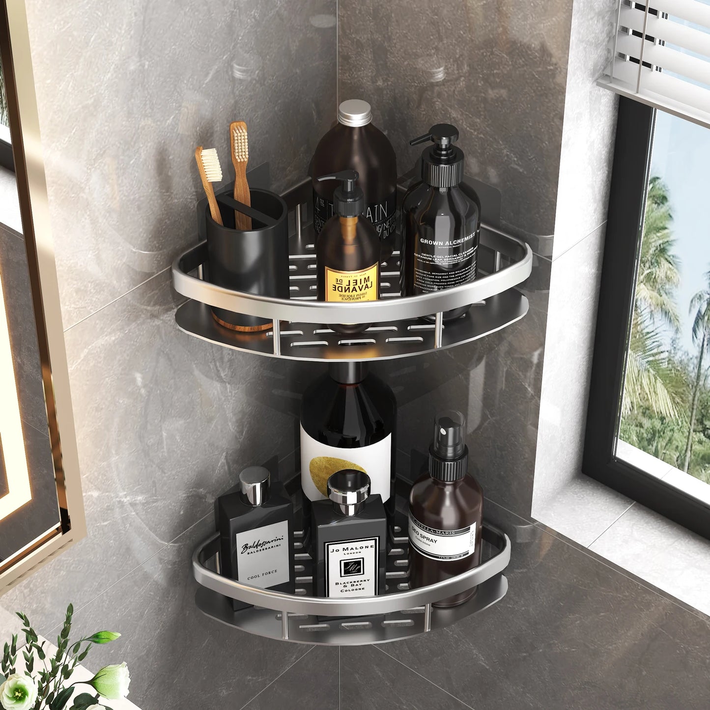 Estante de baño Organizador de almacenamiento de cocina Estante de champú de aleación de aluminio Estante de ducha Accesorios de baño Estante sin taladro