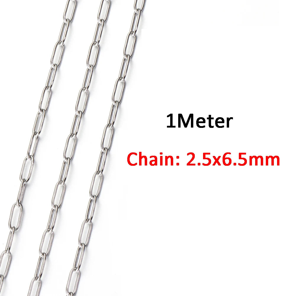 2 Meters/1 Meter High Quality Gold Color Stainless Steel Chain for DIY Jewelry Making