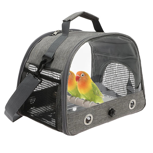 Bird Travel Carrier Portable Small Bird Travel Bag Breathable Parrot Cage with Perch Clear Window for Parrot Small Pet for Bird