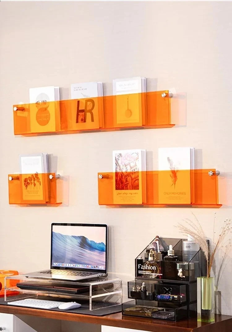 Acrylic Floating Bookshelf Wall Shelf in 10 Stylish Colors