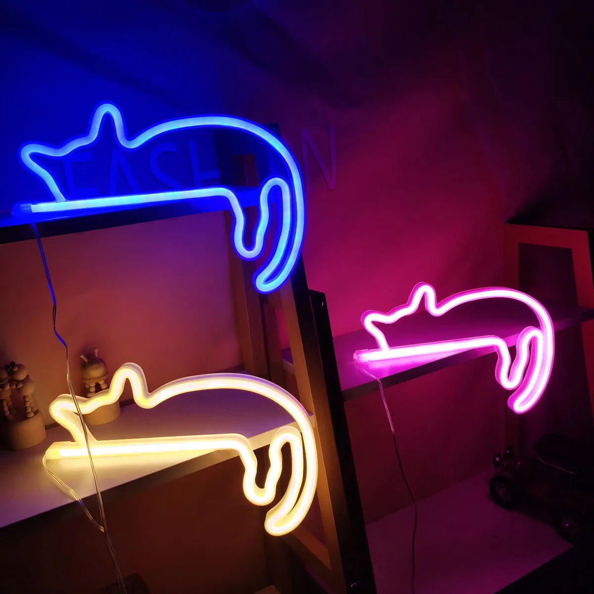 Cat Neon Sign for Wall Decor LED Light Up USB Pet Gift