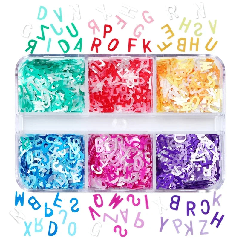 Holographic Glitter English Alphabet Flakes For DIY Resin