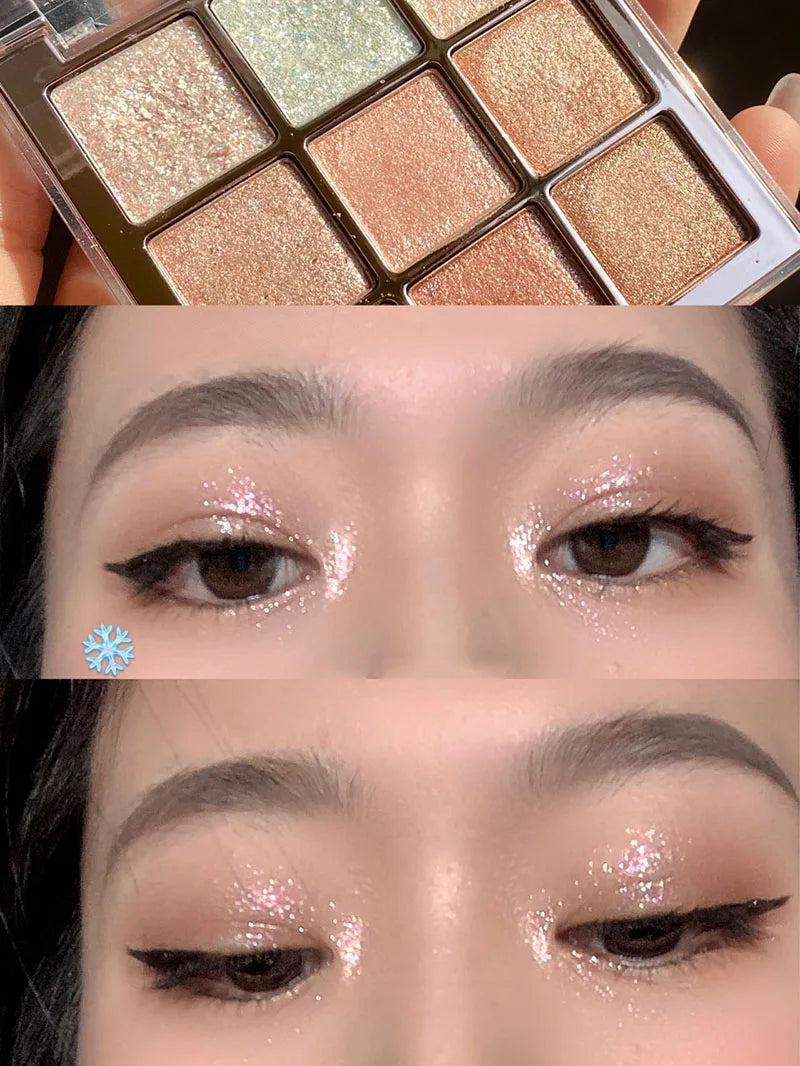 9-Color Eye Shadow Palette Glitter Pearly Eyeshadow Palette Nude Long Lasting Korean Charming Eyes Make Up Palette Cosmetics