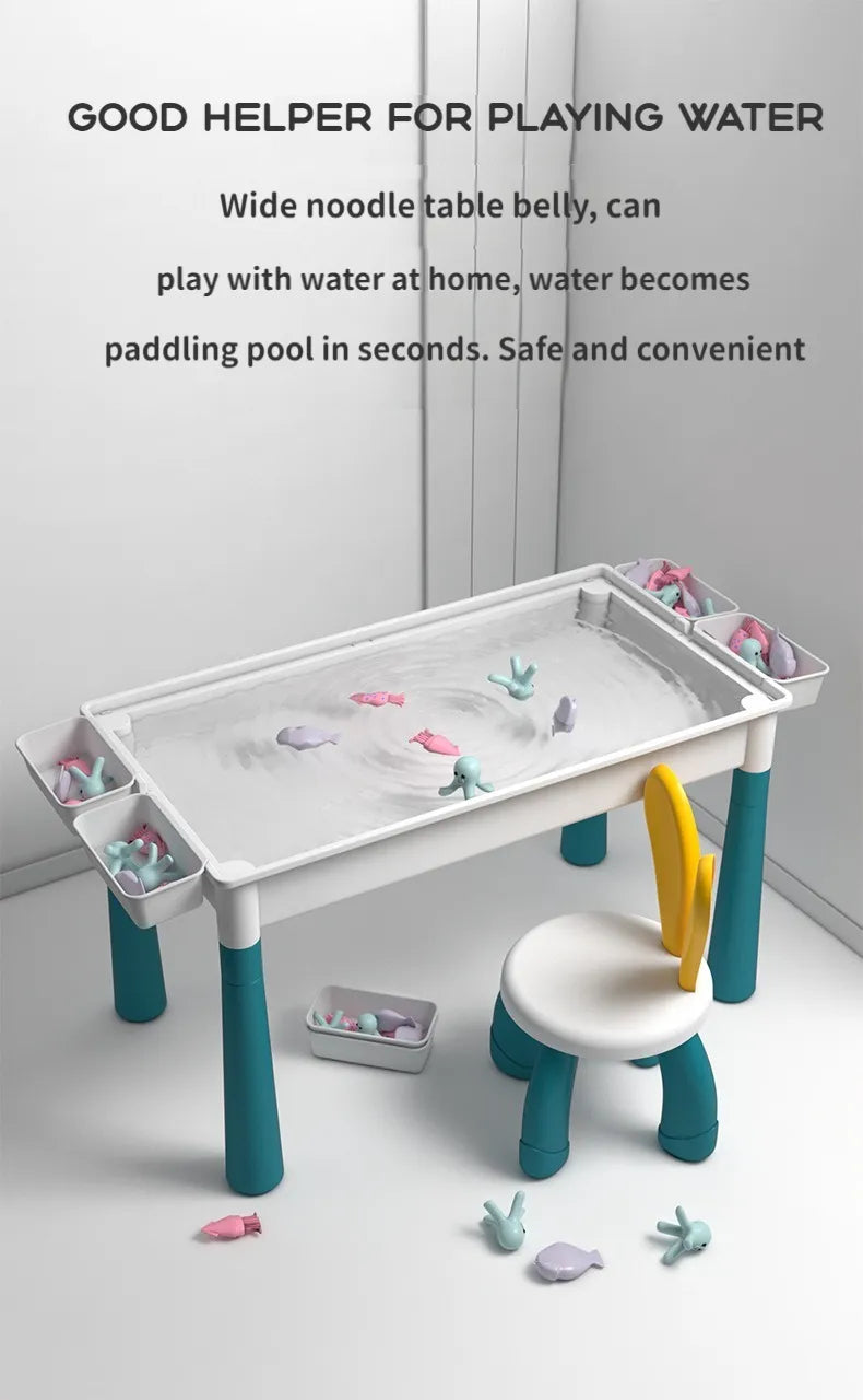 ToylinX Kids Building Blocks Activity Table and Chairs Set Creative Play Desk for Toddlers and Children