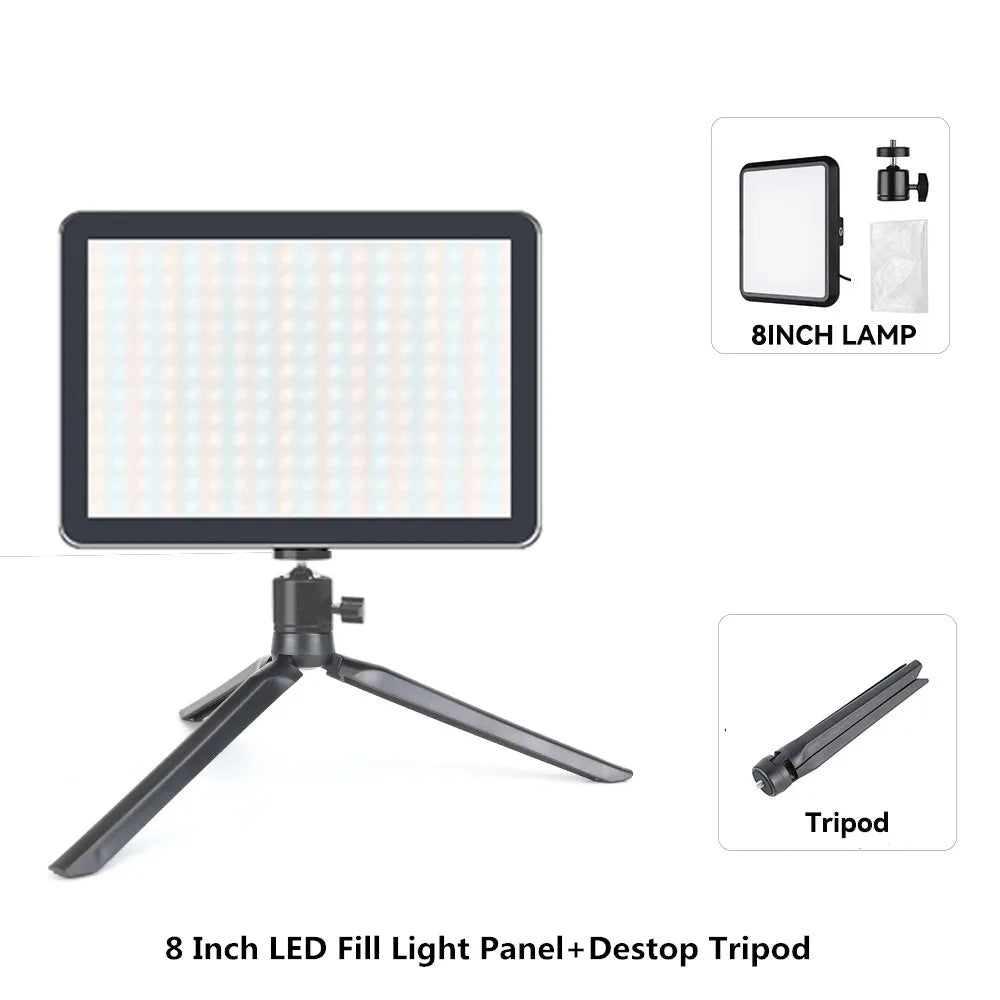 8/12 Inch LED Photography Video Light Panel Kit With Tripod