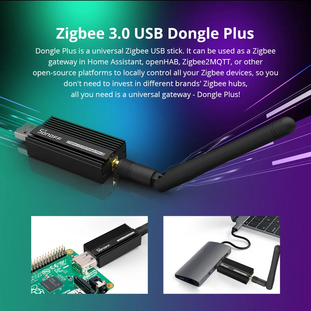 Dongle USB SONOFF Zigbee Dongle-E 3.0 Puerta de enlace universal ZigBee a través de ZHA o Zigbee2MQTT Compatible con SONOFF ZBMINI S26ZBR2 SNZB