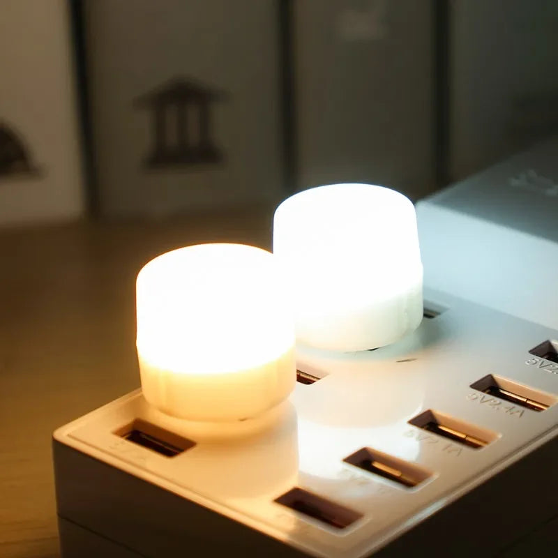 1-20Pcs Mini USB Night Light Warm White Eye Protection LED Lamp