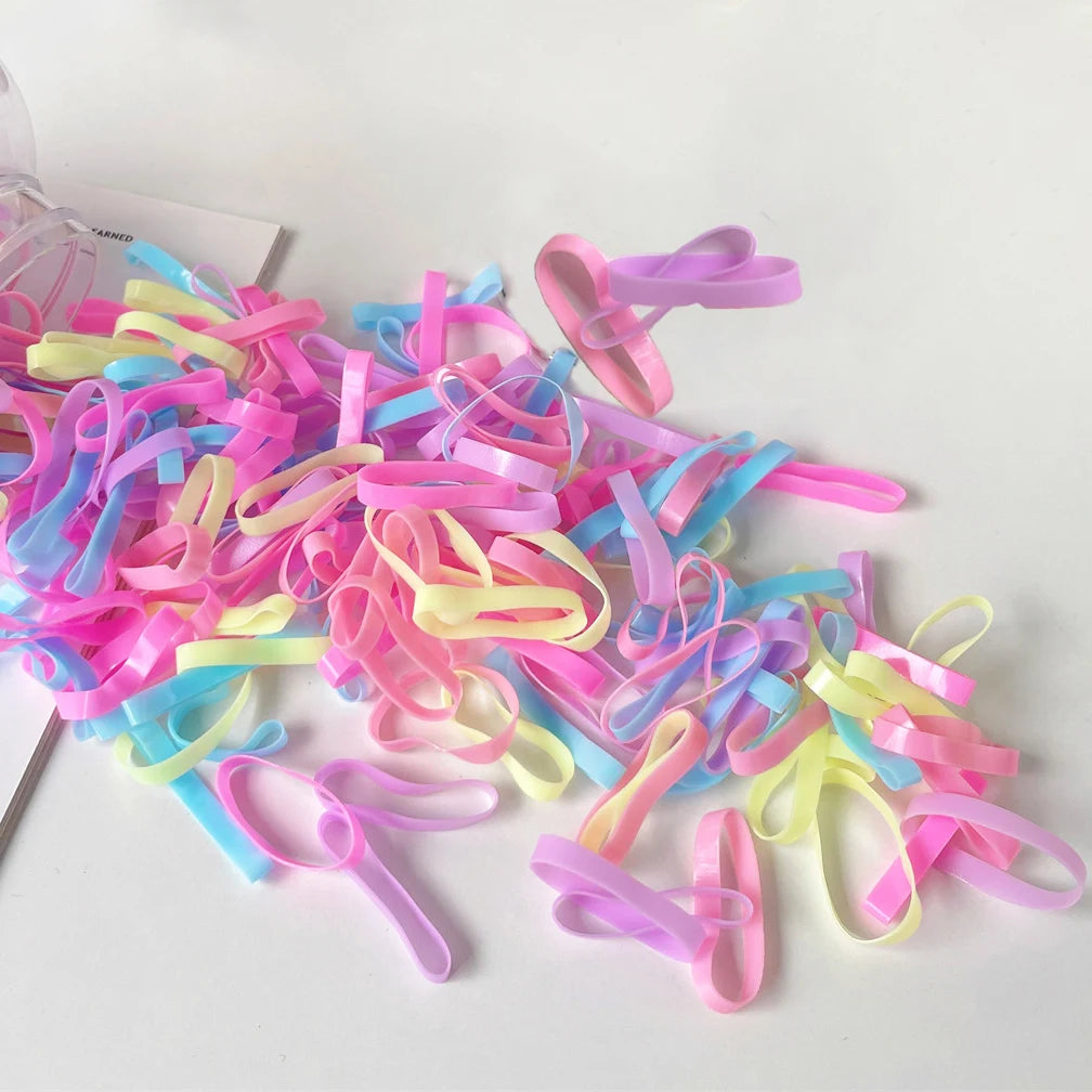 500Pcs Girls Colorful Thicken Disposable Rubber Bands Gum For Ponytail Holder Elastic Hair Bands Kids Hair Accessories