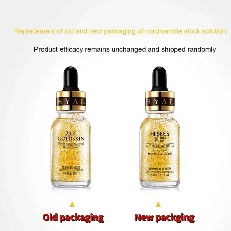 24K Gold Face Serum Hyaluronic Acid Day Cream Repair Face Pores Essence Moisturizer Brightening Serum Cream Skin Care