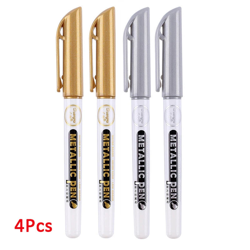 1-4Pcs Metallic Waterproof Marker Pens for DIY Crafting