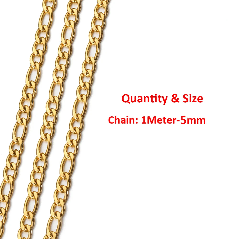 2 Meters/1 Meter High Quality Gold Color Stainless Steel Chain for DIY Jewelry Making