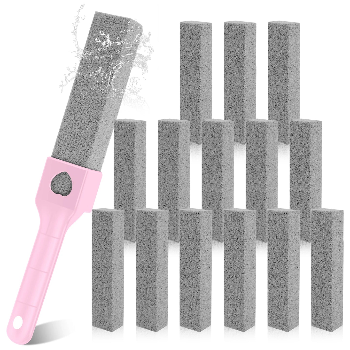 15 Piece Pumice Stone Toilet Bowl Cleaner Set with Ergonomic Handle for Effortless Bathroom Cleaning