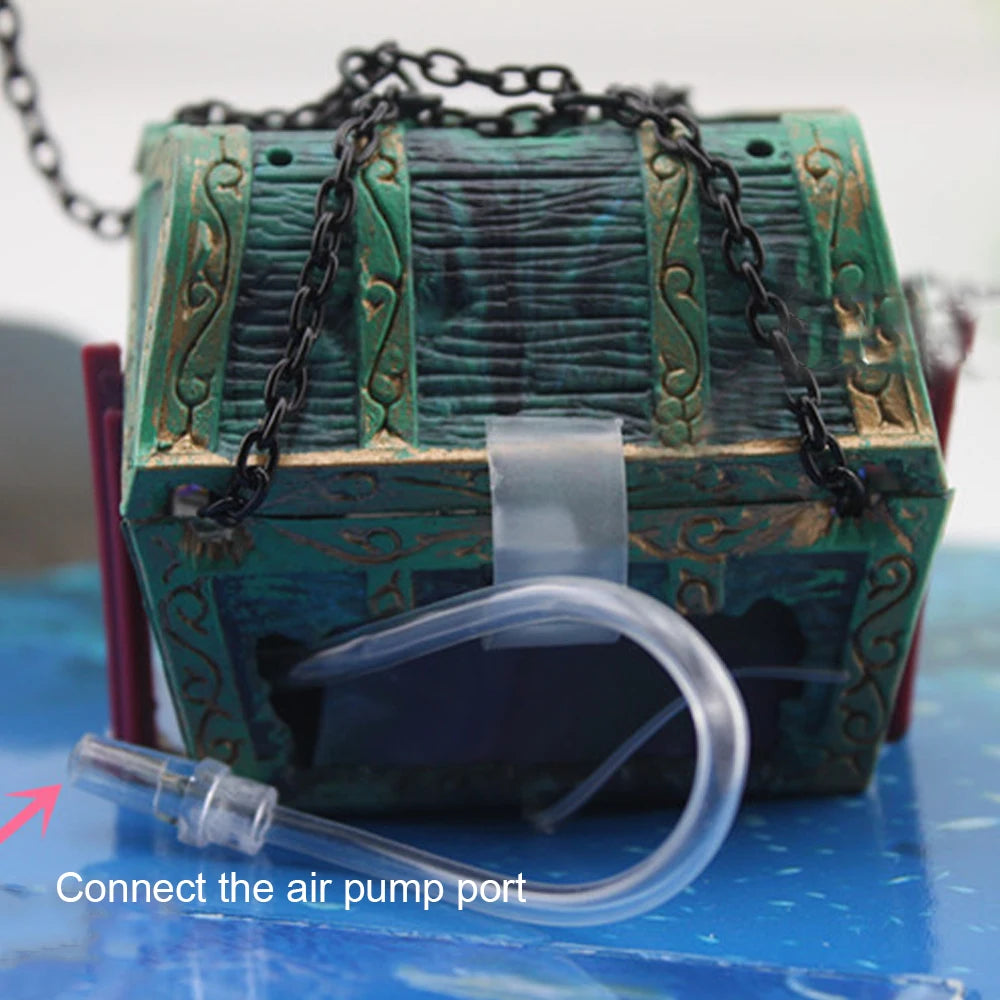Treasure Chest Fish Tank Decorations Treasure Hunter Aquarium Decoration Accessories Diver Action Figure Fish Tank Ornament