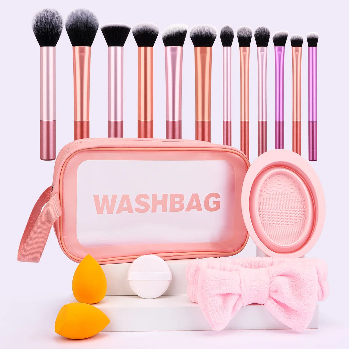 Makeup Brushes, Eye Shadow Brushes, Loose Powder Brushes, Hair Straps, Powder Puffs, Etc. Large Makeup Set for Convenient Travel