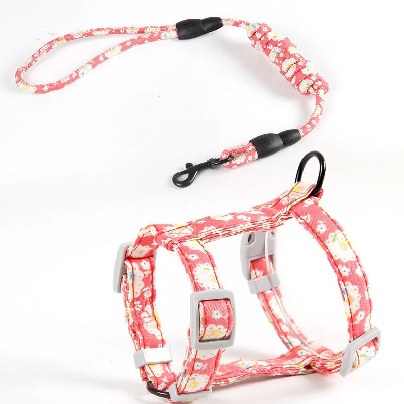 Adjustable Cat Harness Cotton Strap Collar with Leash,Cats Outdoor Walking Escape Proof H-Shaped Vest for Large Small Cats,dogs