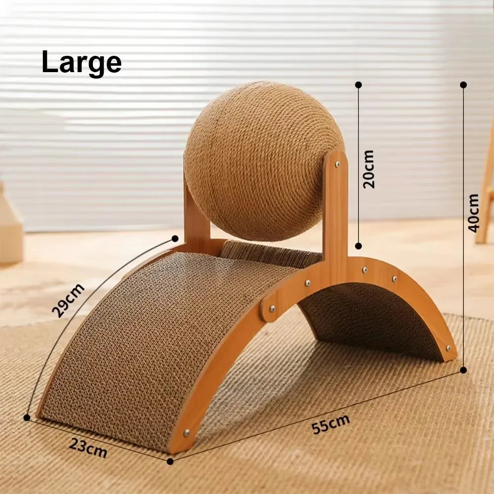 Wooden Cat Scratching Ball 2 In 1 Cat Scratcher Sisal Scratch Board Wear-Resistant Grinding Paw Toy Solid Wood Scraper for Cats