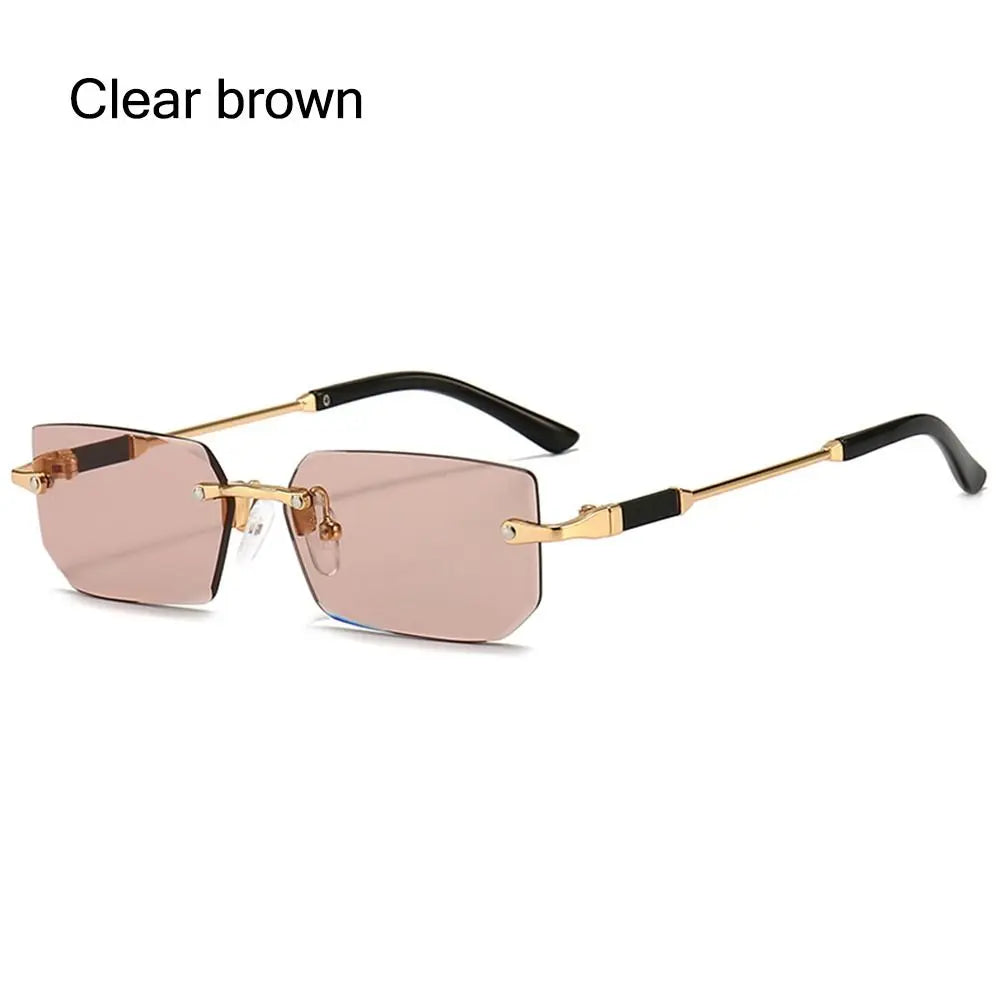 Rimless Sunglasses for Women & Men, UV400 Retro Frameless Shades