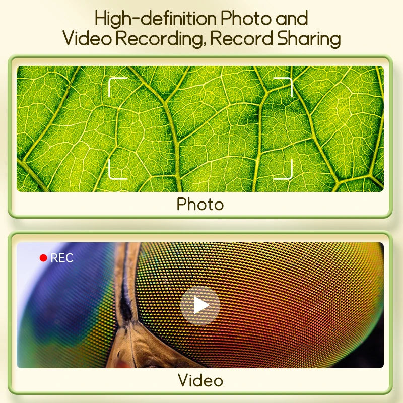 Kids Portable Digital Microscope 1000X Magnification with 2 Inch IPS Screen and 8 Adjustable LED Lights