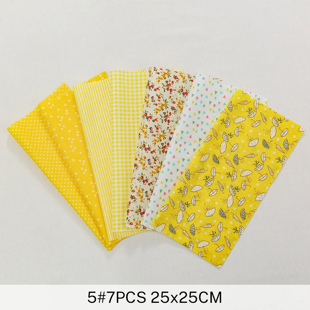 7 Pieces 25x25Cm Cotton Flower Fabric Printed Cloth for DIY