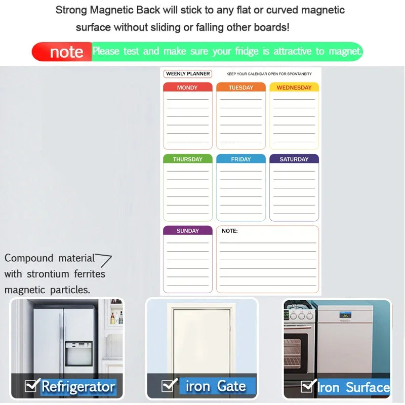 Magnetic Dry Erase Whiteboard Calendar Planner for Refrigerator with Markers and Eraser - Daily Weekly Monthly Organizer