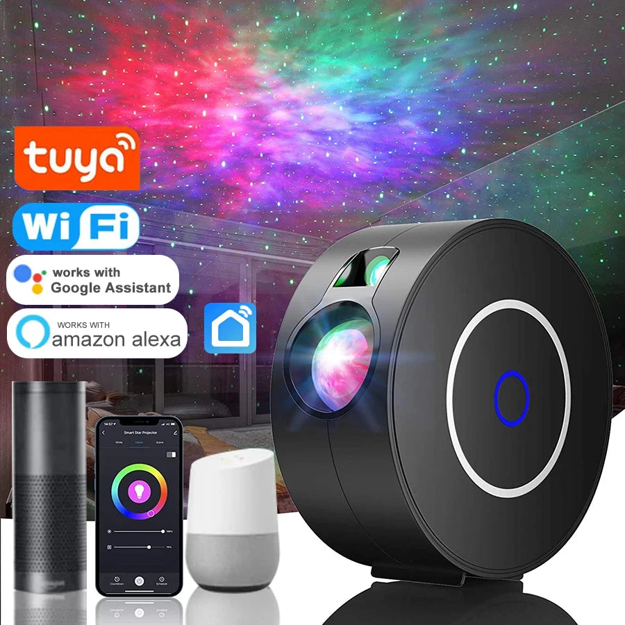 Tuya WiFi Smart Aurora Galaxy Star Projector Night Light Alexa Control Kids Gift