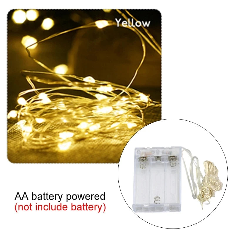 10M 5M 3M 2M Copper Wire LED Tinsel Garland Fairy Lights