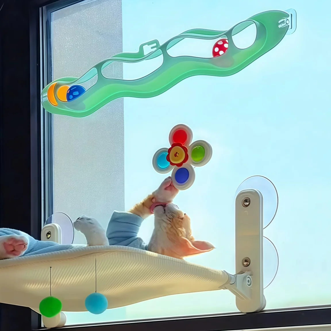 3pcs cat Bathroom Toys Fingertip Fun Spinning Top Cartoon Animal Rotating Sucker Bath Swim Fidget Toys cat Rattle Gift cat toys