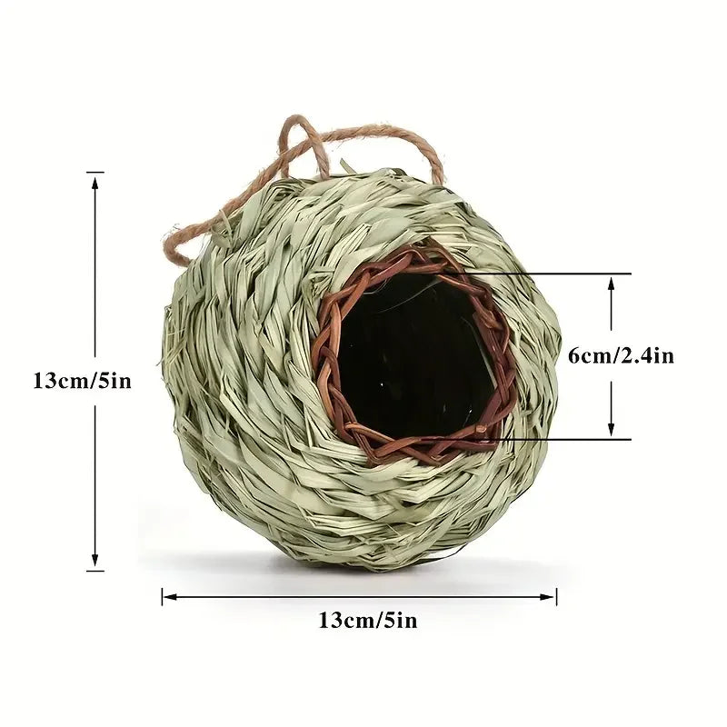Bird Houses for Outdoor Hanging Handwoven Natural Grass Hanging Bird Houses Hummingbird Nest for Garden Window Outdoor Home