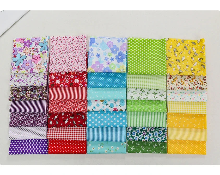 7 Pieces 25x25Cm Cotton Flower Fabric Printed Cloth for DIY