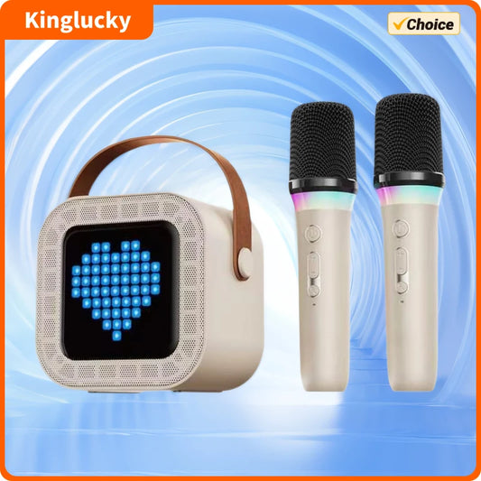 Kinglucky K26 Portable Karaoke Machine with Wireless Microphones for Home Family Fun and Children's Parties